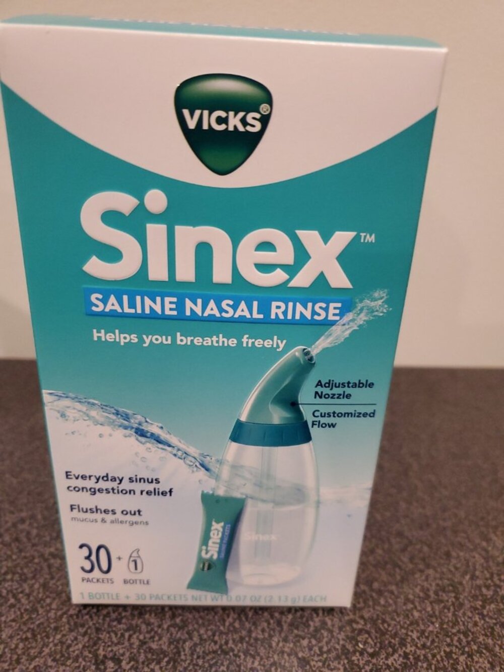 Vicks Sinex Saline Nasal Rinse Starter Kit, Drug Free Saline, Flush Out...